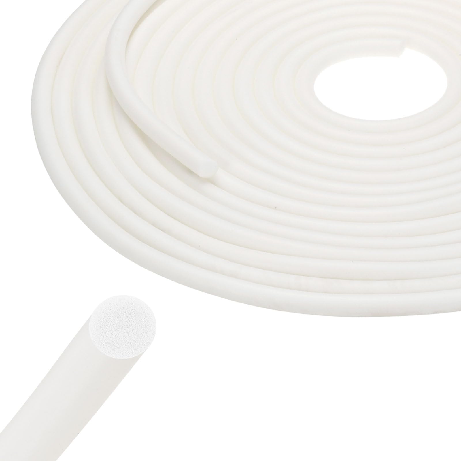 sourcing map Backer Rod 10mm x 8m Silicone Rubber Foam Caulk Saver, Weather Strip Seal for Sealing Concrete Gaps, Expansion Joints, Crack Filling, Doors, Windows, White