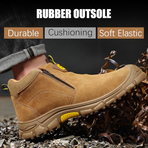 Image of GLANOUDUN Welding Work Boots for Men Slip on Steel Toe Shoes for Men Indestructible Steel Toe Boots Welder Men's Working Shoes Fireproof Safety Footwear for Construction Men's Work & Safety Footwear