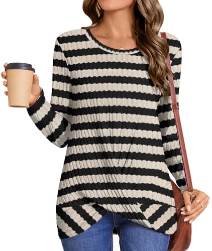 Image of HOTGIFT Women's Pullover Sweaters Winter Tunic Tops Long Sleeve Crewneck Shirts Casual Comfortable Blouse