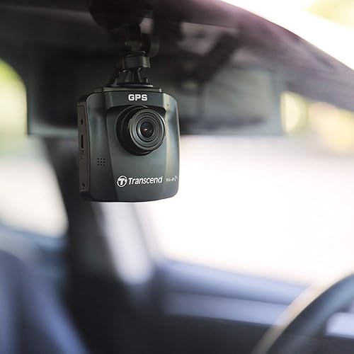 Transcend DrivePro 250 1440P 2K QHD 60fps Dashcam de 64 GB con GPS, WiFi y montaje de succión TS-DP250A-64G