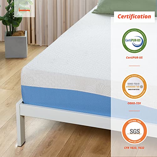 PrimaSleep Wave Gel Infused Memory Foam Mattress, 10” H, Full, Blue