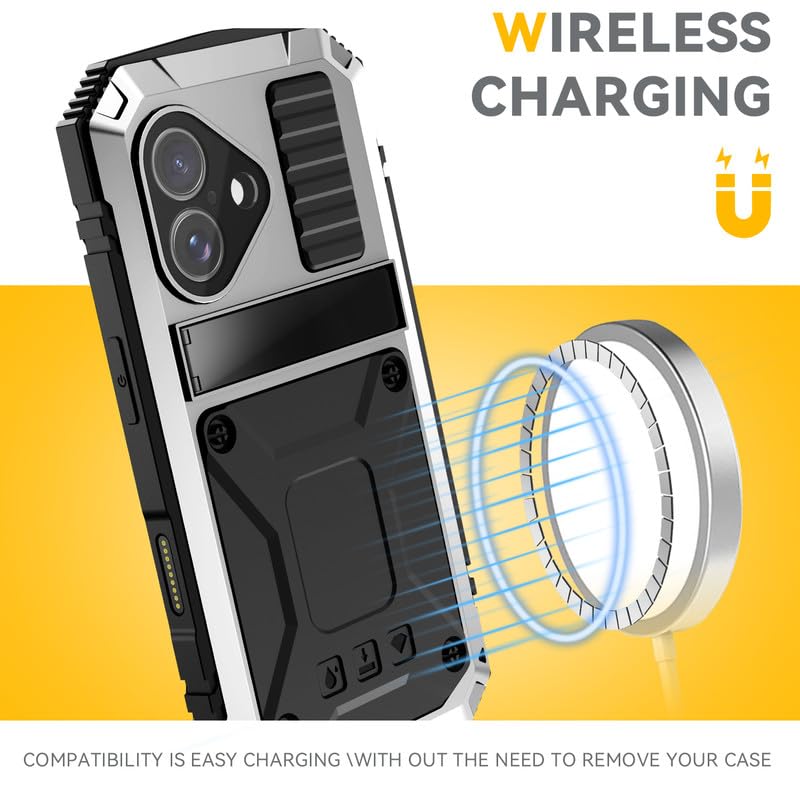 Funda para iPhone 17 para exteriores, IP-54, soporte, protector de pantalla, resistente militar, 360 grados, carcasa de silicona a prueba de golpes, de metal, para iPhone 17 de 6.3 pulgadas