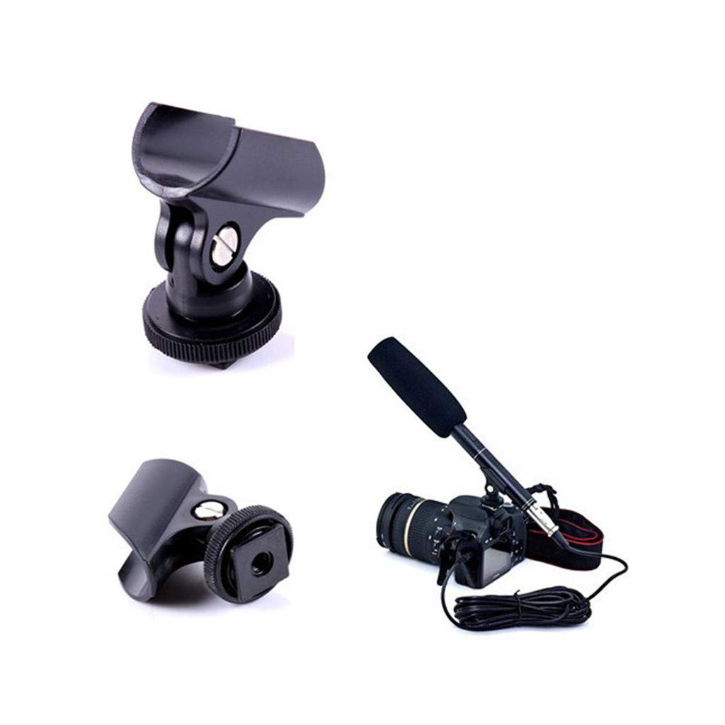 QERPON 1 PC Microphone Clip Stand 19mm Mic Microphone Holder Clip with Hot Shoe for DSLR Camera Microphone Clip