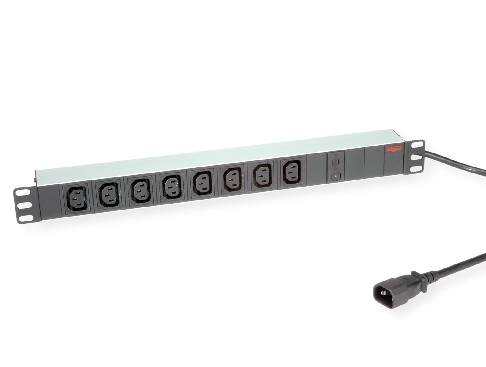 ROLINE 19"-Steckdosenleiste 8-Fach C13 + C14-Stecker, 10A, Aluminium, 2 m