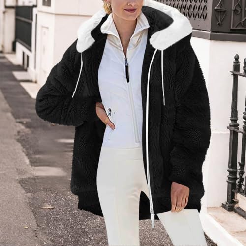 FPMLUXLL Womens Fleece Jacket Oversized Zip Up Hooded Casual Winter Coat - image 3