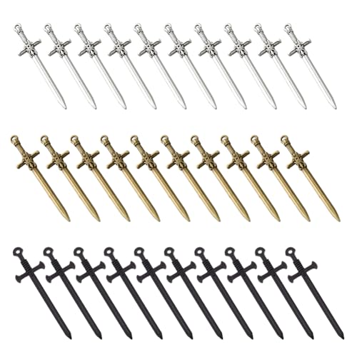 UNICRAFTALE 36pcs 3 colores Colgantes de Espada 54.5 mm de Largo Daga Colgantes de Aleación de Zinc Pendiente Retro Encantos de Espada Pulseras de Metal Encanto para la Fabricación de Joyas
