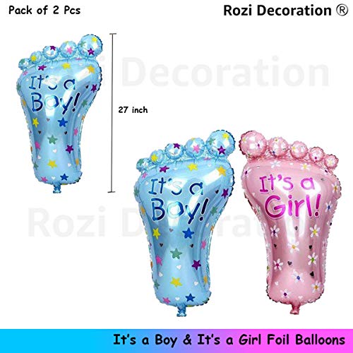 Image of Rozi Decoration Baby Foot Balloon Made With Foil Cute Feet Design 27 Inch for Baby Shower /Welcome Home Baby Pink & Blue Pack of 2 Pieces