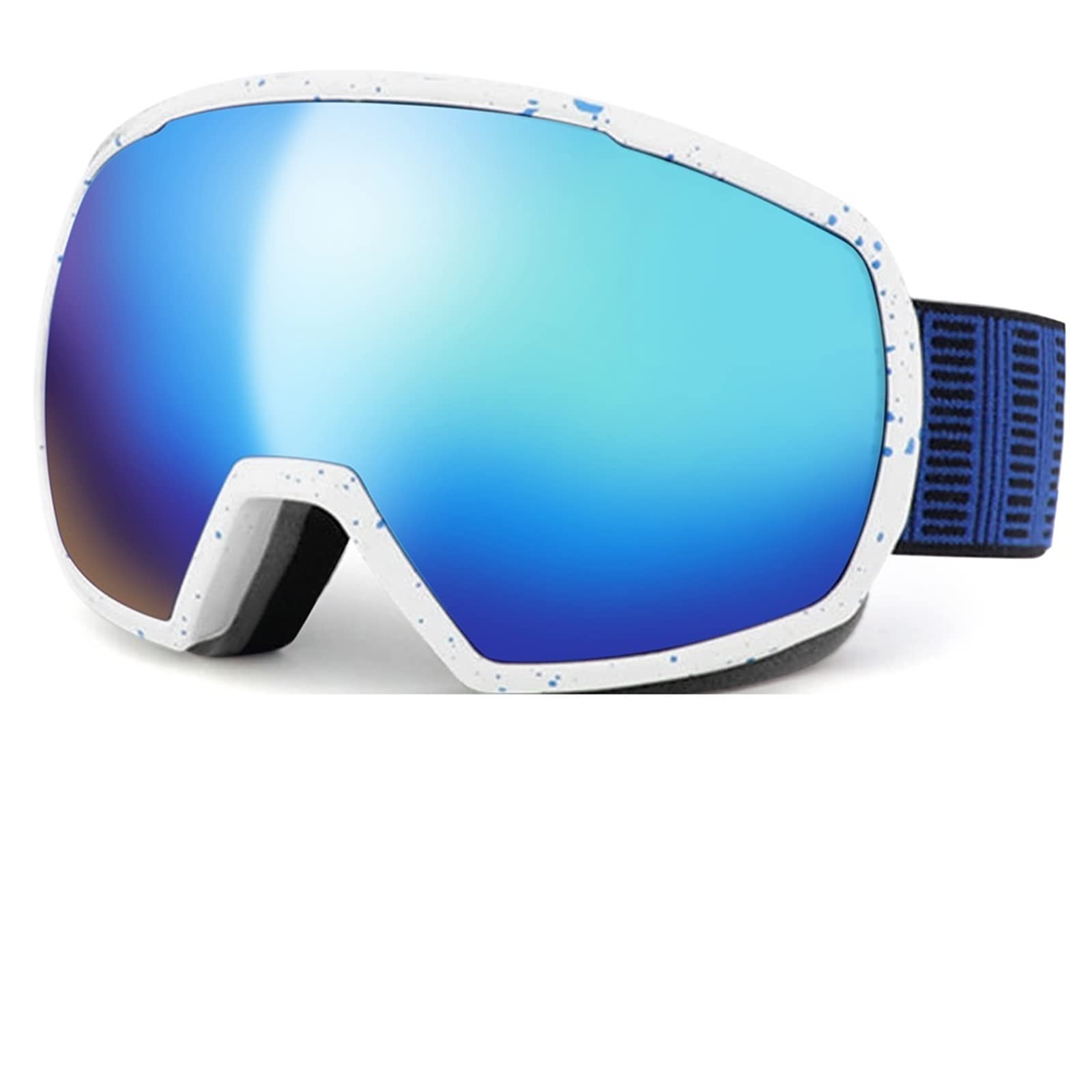 Dieffematic HXJ Skibrille, stoßfest, beschlagfrei, Schneesportbrille, Snowboardbrille, Skiausrüstung (Farbe: weißer Rahmen, blau)