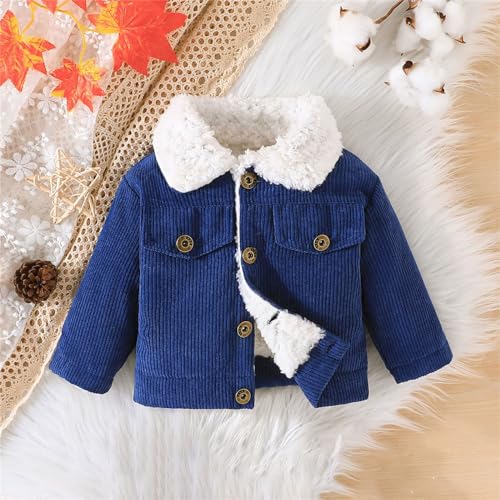 Kids Boys Girls Corduroy Fleece Jacket Long Sleeve Lapel Button Thick Fluff Coat Winter Solid Warm Outwear2