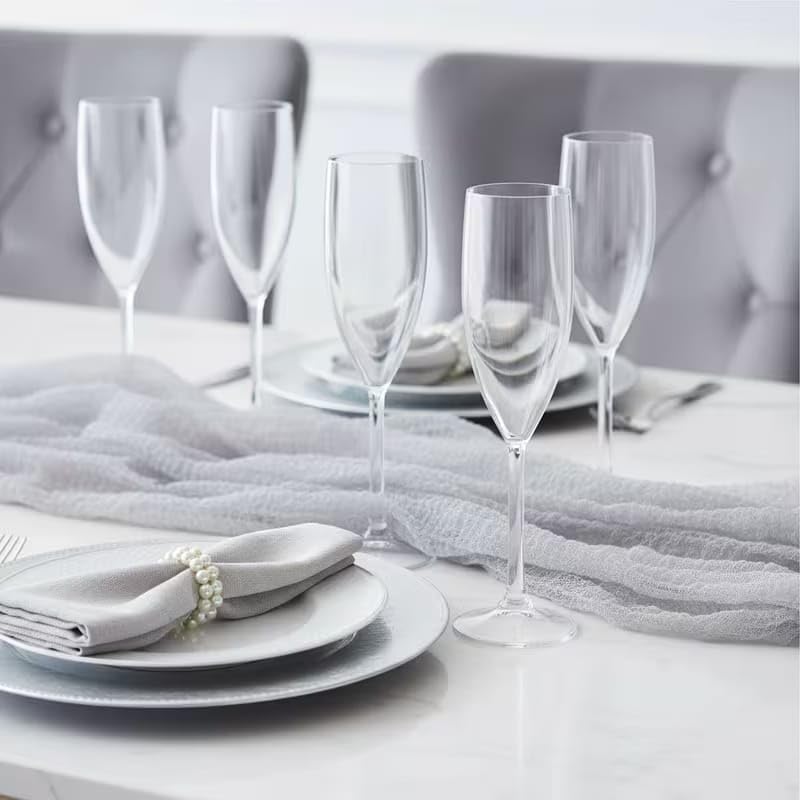 Image of PrimeWorld Italian Premium Stylish Wine Glasses Set of 6 - 180ml | Elegant Stemmed Champagne & Wine Glassware with Long Stem for Parties, Dining & Celebrations