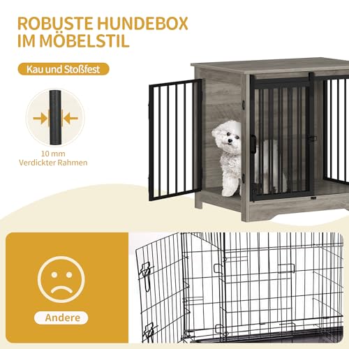 Hzuaneri Hundekäfig Möbel, 69 cm Hundebox, 2 Türen, Moderne Hundekäfig Indoor für kleine/mittlere/große Hunde, Beistelltisch, Hundebox für Zuhause 69 × 49 × 64,5 cm, Hell Elfenbein DFC84305B