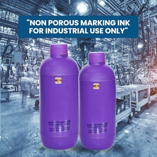 Image of SMART PACK Non-Porous Ink for Generic Name of Coding Machine Material | Fast-Drying, Permanent, Solvent-Based, Waterproof, High-Adhesion Ink | Pack of 1 Voilet Color 1 Liter