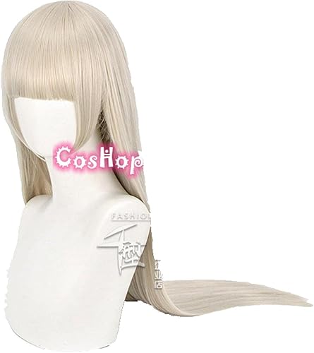 SEIZIS Ririka Momobami Cosplay Kakegurui Cosplay Women 80cm Long Straight Beige Wig Cosplay Anime Cosplay Heat Resistant Synthetic Wigs Coser Wig