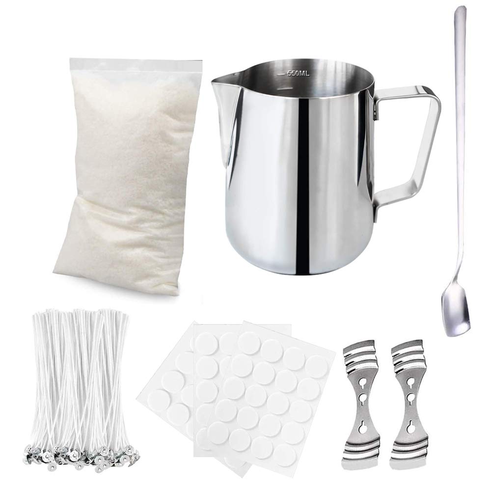 Kit Fabrication Bougies En Cire De Soja – Avec Cristaux – 1 Pack Blanc Cassé – DIY Décoration Maison