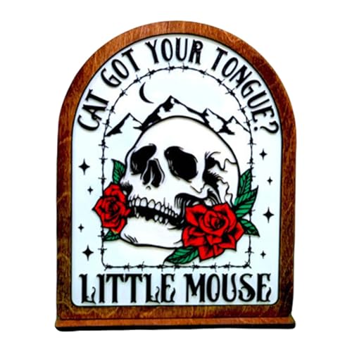 Zqkimzi Skull Wooden Sign, Skull Head Art, Skeleton Artwork, Vintage Skull Decor, Rustic Sign, Gothic Skeleton Decor, Red Skeleton for Artwork Pictures Decoration, 5.9x7.8Inch