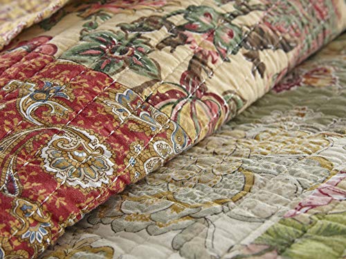 Chezmoi Collection Delaney 1-Piece Floral Patchwork Pre-Washed 100% Cotton Quilted Reversible Throw Blanket #TOP1