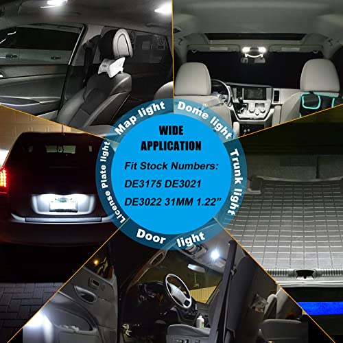 Xnourney 31mm DE3175 LED Festoon Bulbs, 3021 DE3022 DE3023 Bulbs White,12V 21SMD 3014 Chipsets for Car Interior Dome Map Trunk Light,1.22 inches 31mm, 4pcs - Image 5