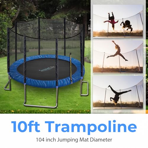 Image of Serenelife 12FT 10FT 8FT Recreational Trampolines with Enclosure Net and Ladder and Anti-Rust Coating, ASTM Approved Trampoline Outdoor for Kids and Adults Outdoor Yard Trampolines