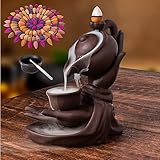 WONXISYO Waterfall Incense Burner Buddha Hand Backflow Incense Waterfall Burner Smoke Incense Holder Waterfall with 100 Incense Cones 10 Kind of Scents