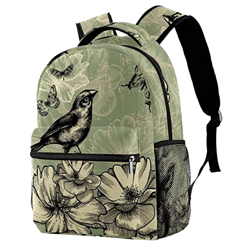 Sac à dos oiseaux et papillons cartable école mixte pour ranger cahiers et manuels