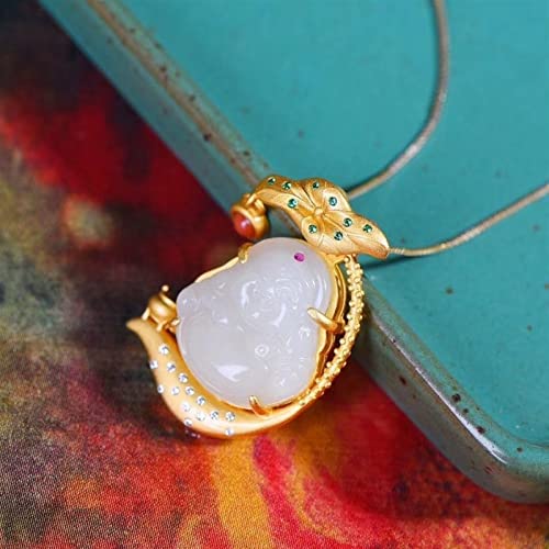 Collier pendentif jade blanc chinois argent 50 cm bijou rétro élégant pour femme