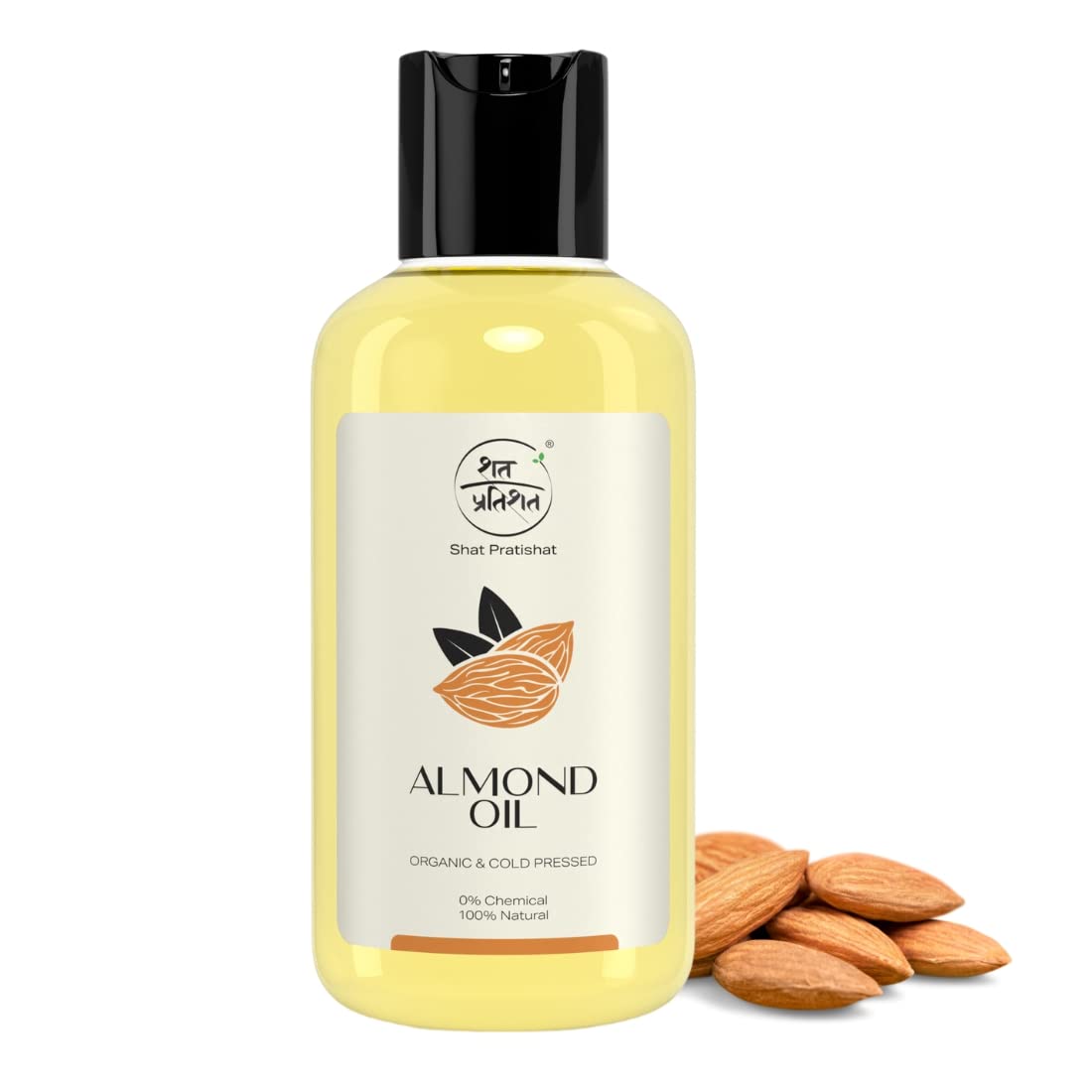 Shat Pratishat-Pure Sweet Almond Oil | Cold-Pressed, Virgin Grade, Organic Oil | Natural Nourishment For Hair, Face, Skin & Massage | No Artificial Colour Or Fragrance | 120 Ml
