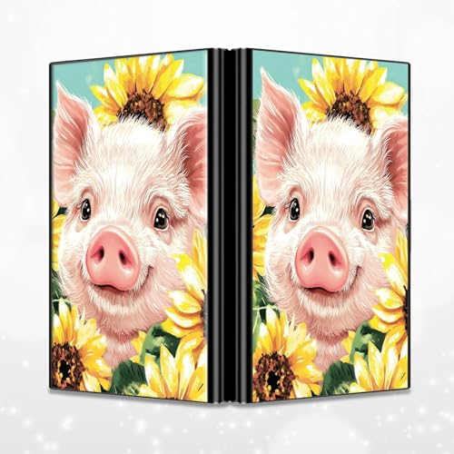 Image of Slim Credit Card Holder, Pig Sunflowers RFID Blocking Metal Wallet for Men & Women, Aluminum Minimalist Hard Case Pocket-Sized Business Cards Organizer (Fits Up to 10 Cards)