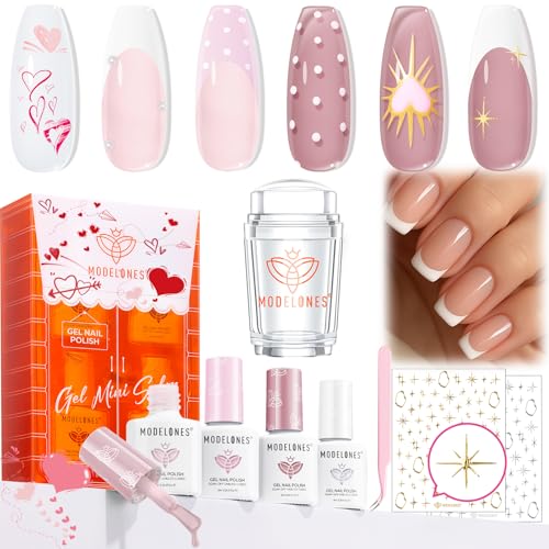 modelones French Manicure Kit, French Tip Gel Nail Polish Set wit...
