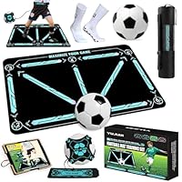 YUJUVI Fußballmatte Trainingsmatte Fußball 60x90 cm Schritt Trainingsmattem mit Fussball und Socken Set Rutschfeste Schritt Trainingsmatte Ballkontrolle Stoßdämpfende Fussball Matte (gradient blue)
