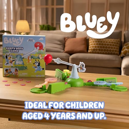 Image of Bluey Keepy Uppy Game, Motorized Toddler Game with Bingo and Chilli Character Paddles, Games for 4+ Year Olds