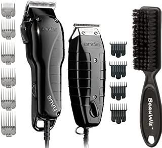 Andis Stylist Combo-Powerful High-speed adjustable clipper blade & T-Outliner T-blade trimmer with fine teeth for dry shaving, outlining and fading With a BeauWis Blade Brush Included (Black) - coolthings.us