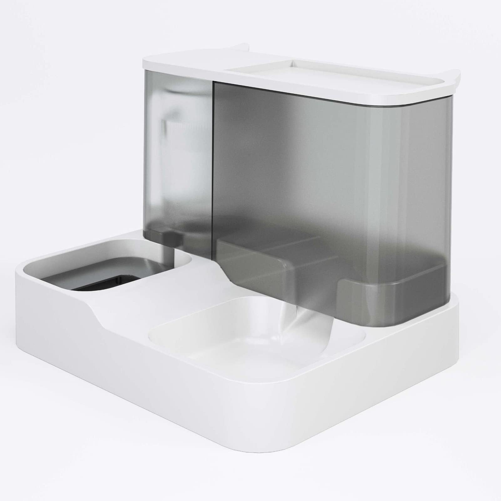 TITA-DONG All in One Automatic Cat Feeder and Water Dispenser Set, Automatic Pet Feeder Pet Water Food Dispenser 2 in 1 Large Capacity Transparent Window Automatic Pet Feeder for Dog Cat(Grey)