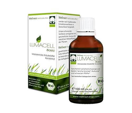 Wellnest Bio LUMACELL Basic Konzentrat 100ml | ohne künstliche Farb- oder Geschmacksstoffe - 100% natürlich und vegan | handgemacht in Deutschland | Reich an grünem Tee und Kurkuma Cover