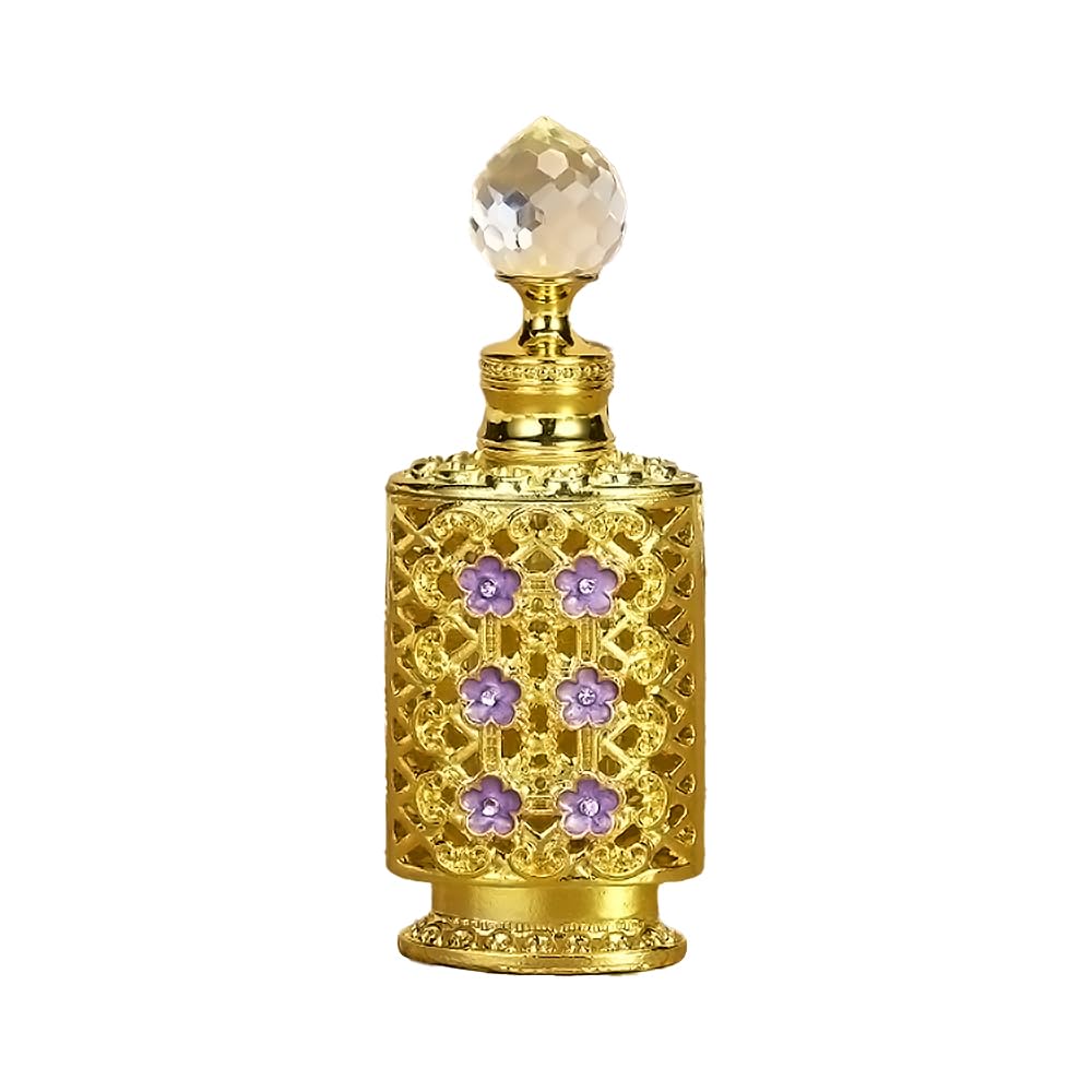 MEHOFOND 12ml Gold EnamelVintage Perfume Bottles Empty Purple Flower  Decorative Perfume Bottles Refillable Cosmetics Glass Perfume Vial Scent  Bottles