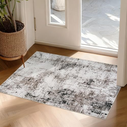 Homcomodar Petit tapis lavable et antidérapant pour chambre à coucher, salle de jeux, chambre d'enfant, salle à manger - Taupe - 60 x 90 cm