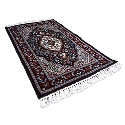 Handgeknoopt Perzische kunst zijden tapijt 2x3 voet zwart veelkleurig luxe traditioneel handgemaakt magisch tapijt van… - Afbeelding 3