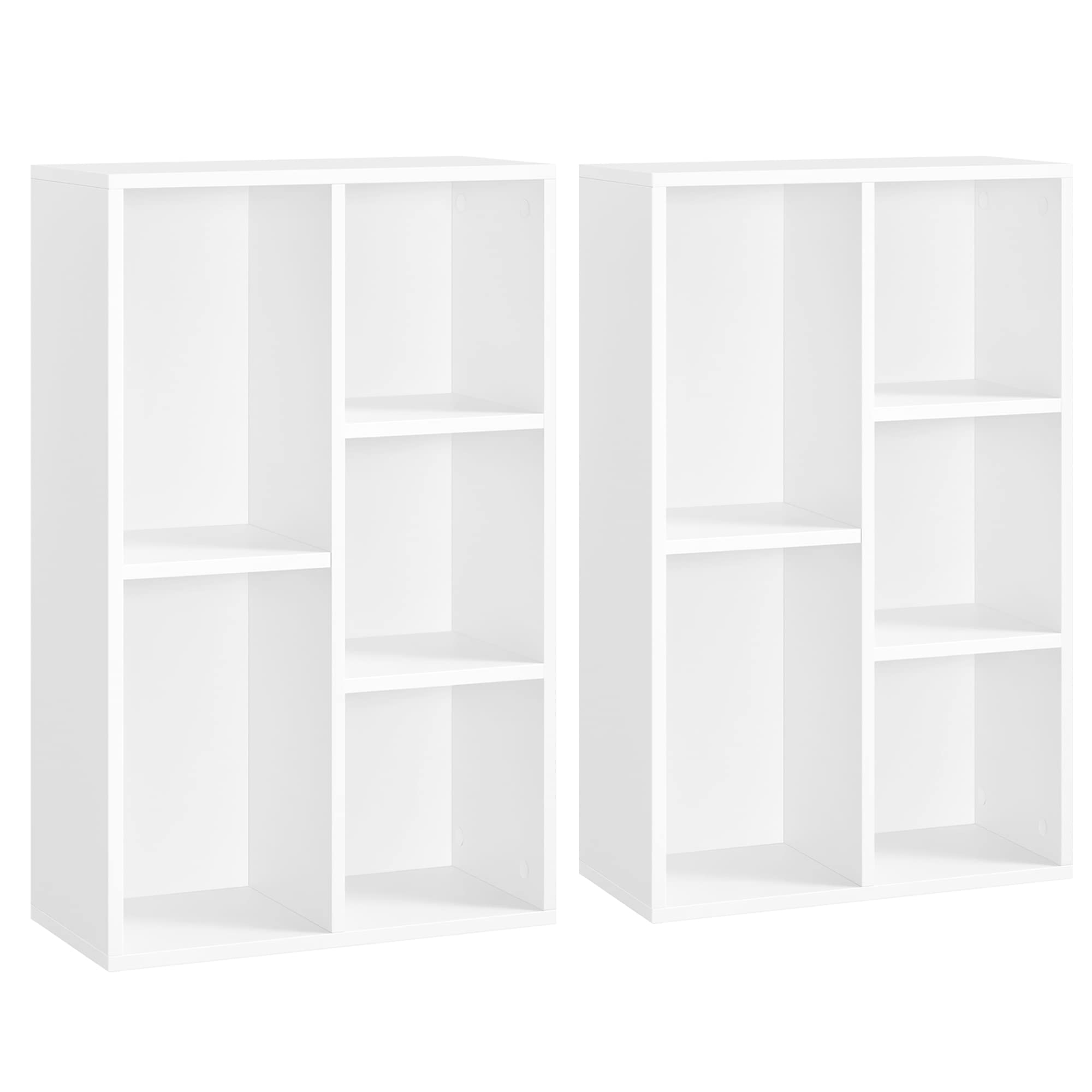 VASAGLE Bücherregal 2er Set, 5 Fächer, 24 x 50 x 80 cm, weiß
