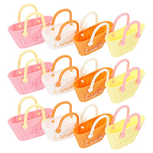 Gadpiparty Mini Cesta de La Compra Bolsa de Asas Pequeño Mercado Cesta por Menor Cestas de Compras por Menor con Asas Accesorios de Cocina 12Pcs Cover