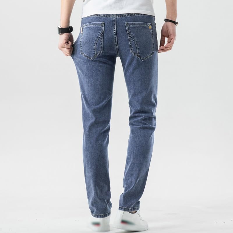 Men's Slim Straight Leg Vintage Business Jeans Cotton Stretch Pants3