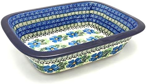Polish Pottery Baker - Rectangular with Grip Lip - Morning Glory