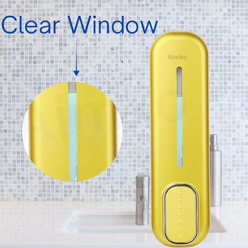 Image of Black ABS Wall Mounted Soap Dispenser: Leak-Free Hand Wash & Shampoo Bottle for Bathroom, Kitchen, Shower, Ideal Home Gadget & Organiser for Soap Dispenser in Wash Basin. (Gold)