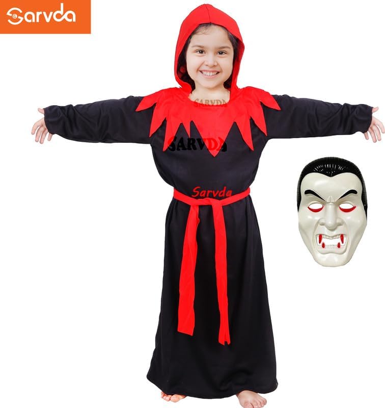 Image of Sarvda Halloween Dress | Costume and Accessories | For Girls and Boys | Haunted Horror Theme Party Vampire Witch Ghost Skeleton Draculla Pumpkin Scary Cosplay Dress