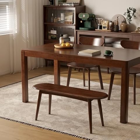 Vadisun 100% Solid Oak Indoor Dining Bench, Wood Bench for End of Bed with Safety Rounded Corners, Entryway Benches for Farmhouse, Kitchen, Living Room(Walnut,12" L x 39.5" W x 16.2" H) Cover