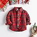 Boys and Toddler Long Sleeve Button Down Plaid Shirts Western Jacket Dress Coat Kids Outwear School (Red, 1-2 Years)