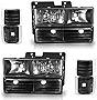 AUTOSAVER88 Headlight Assembly Kit Compatible with Chevy C/K Series 1500 2500 3500/ Chevy Tahoe/Chevy Suburban/Chevrolet Silverado 1994 1995 1996 1997 1998 1999 Black Housing
