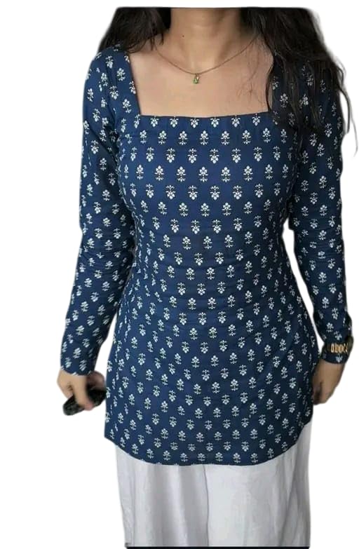 Women's Square Neck Top, Floral Print, Long Sleeve, Casual Tunic Style