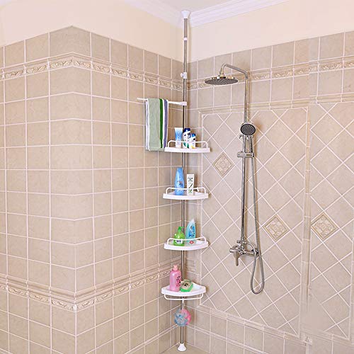 Shower Caddy,Bigzzia Bathroom Corner Shelf 4 Tier Adjustable Shower Rack Stainless Telescopic Shower