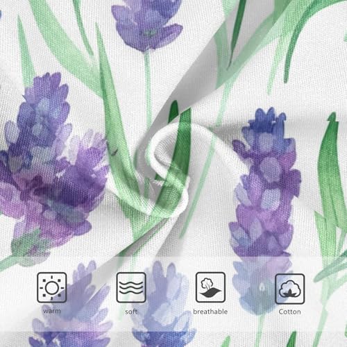 Lavender Flowers Green Leaves White Girl Panties Cute Toddler Girls Underwear Cotton Print Undies Kids Briefs 2t3