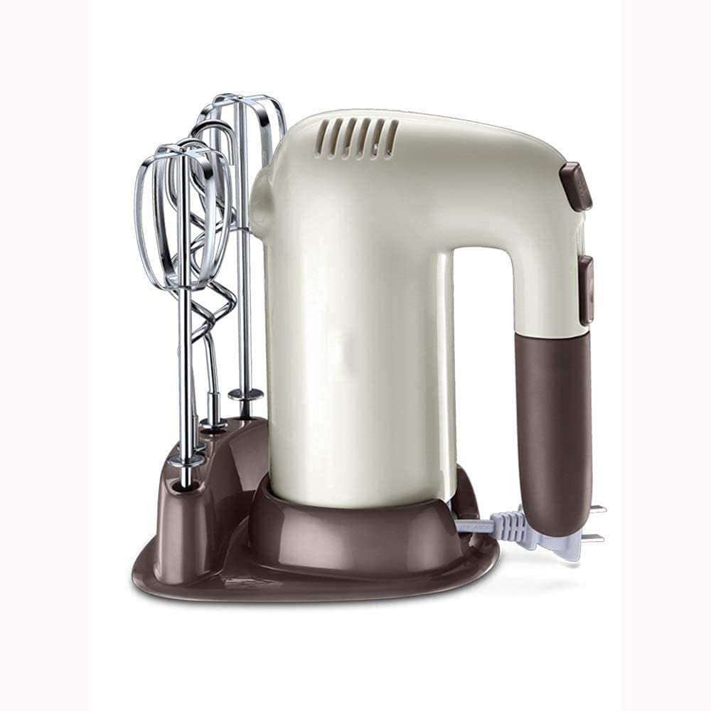 Mezclador de manos eléctrico, 5 velocidades 200w Potente mezclador de mano eléctrico con turbo, base de almacenamiento, 4 accesorios de acero inoxidable, mezcladores de mano pequeña mano de mano