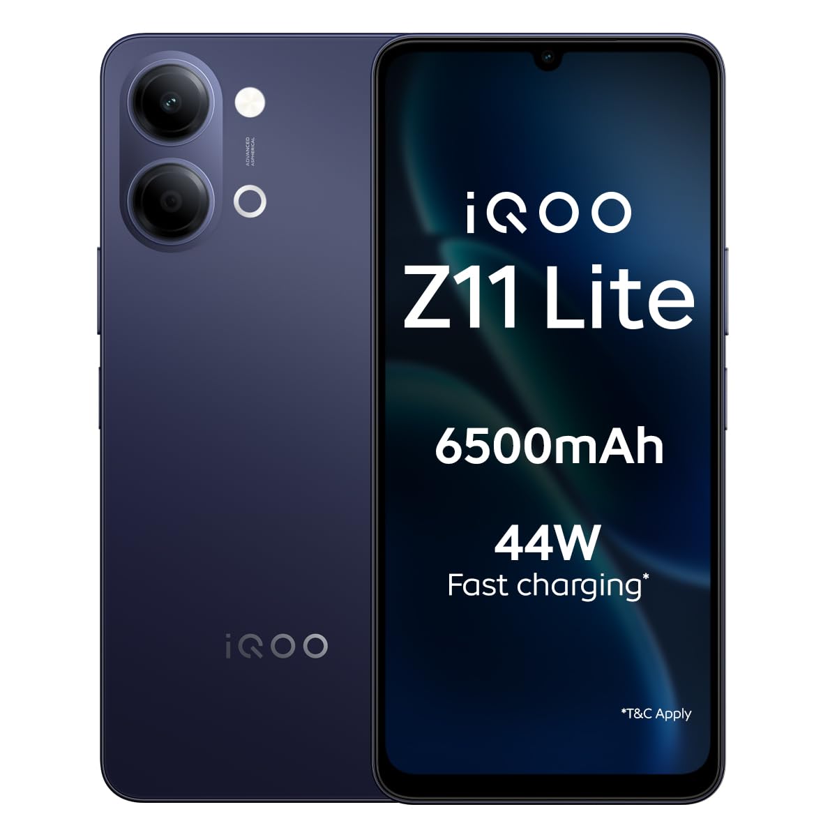 iQOO Z11 Lite 44W 5G (Midnight Blue, 4GB RAM, 128GB Storage) | 6500mAh Battery with 44W Fast Charging* | Dimensity 6300 with 579k+ AnTuTu Score* | Ori...